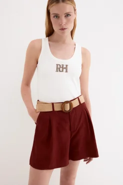 Camiseta tirantes con logo en pedrería