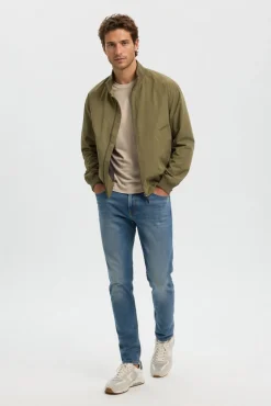 Cazadora bomber de hombre lisa con cremallera