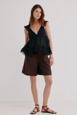 Celeste. Blusa fluida