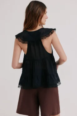 Celeste. Blusa fluida