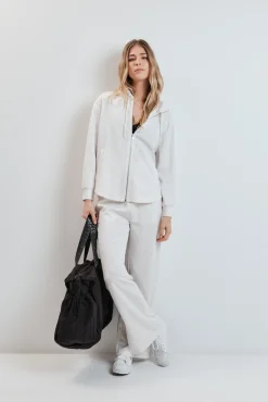 Chaqueta capucha viscosa suave gris