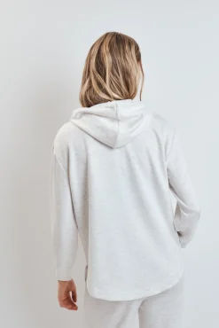 Chaqueta capucha viscosa suave gris