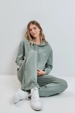Chaqueta capucha viscosa suave verde