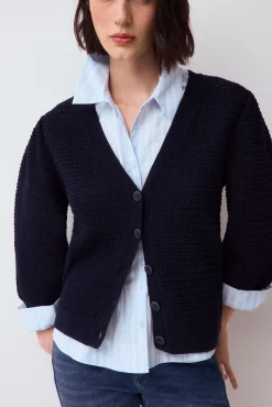 Chaqueta estructura calada manga abullonada