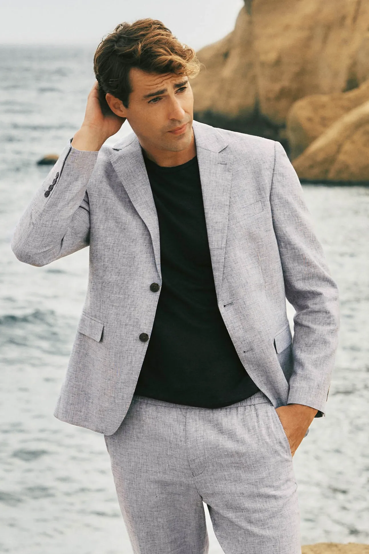 Chaqueta lino con solapa