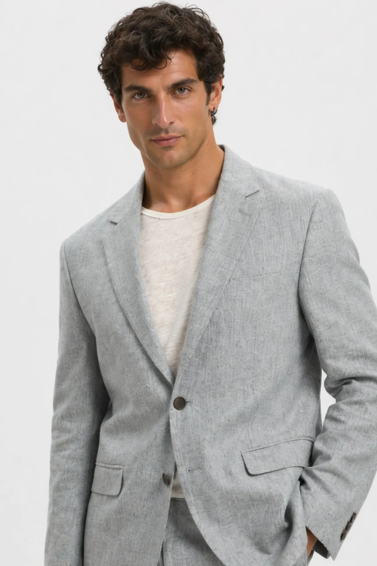 Chaqueta lino con solapa
