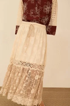 Falda midi bimateria