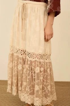 Falda midi bimateria