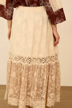 Falda midi bimateria