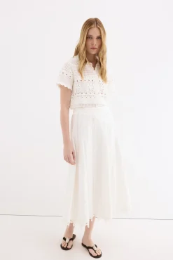 Falda midi detalle crochet