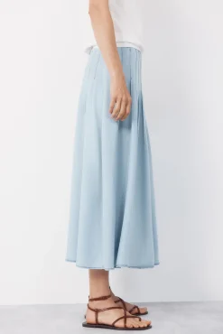 Falda midi tablas tencel