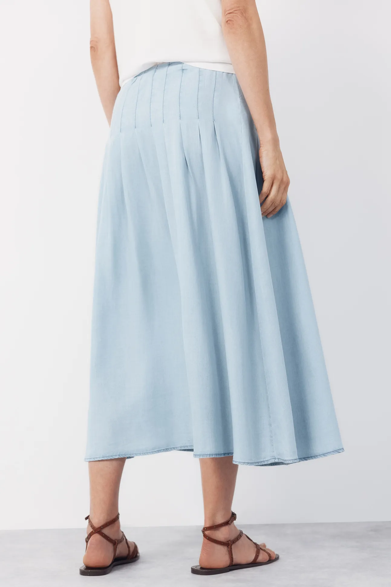 Falda midi tablas tencel
