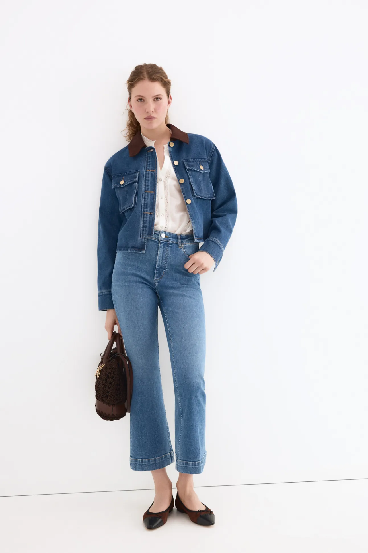 Jeans push up flare cropped