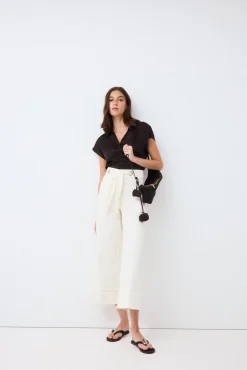 Jeans wide flare capri