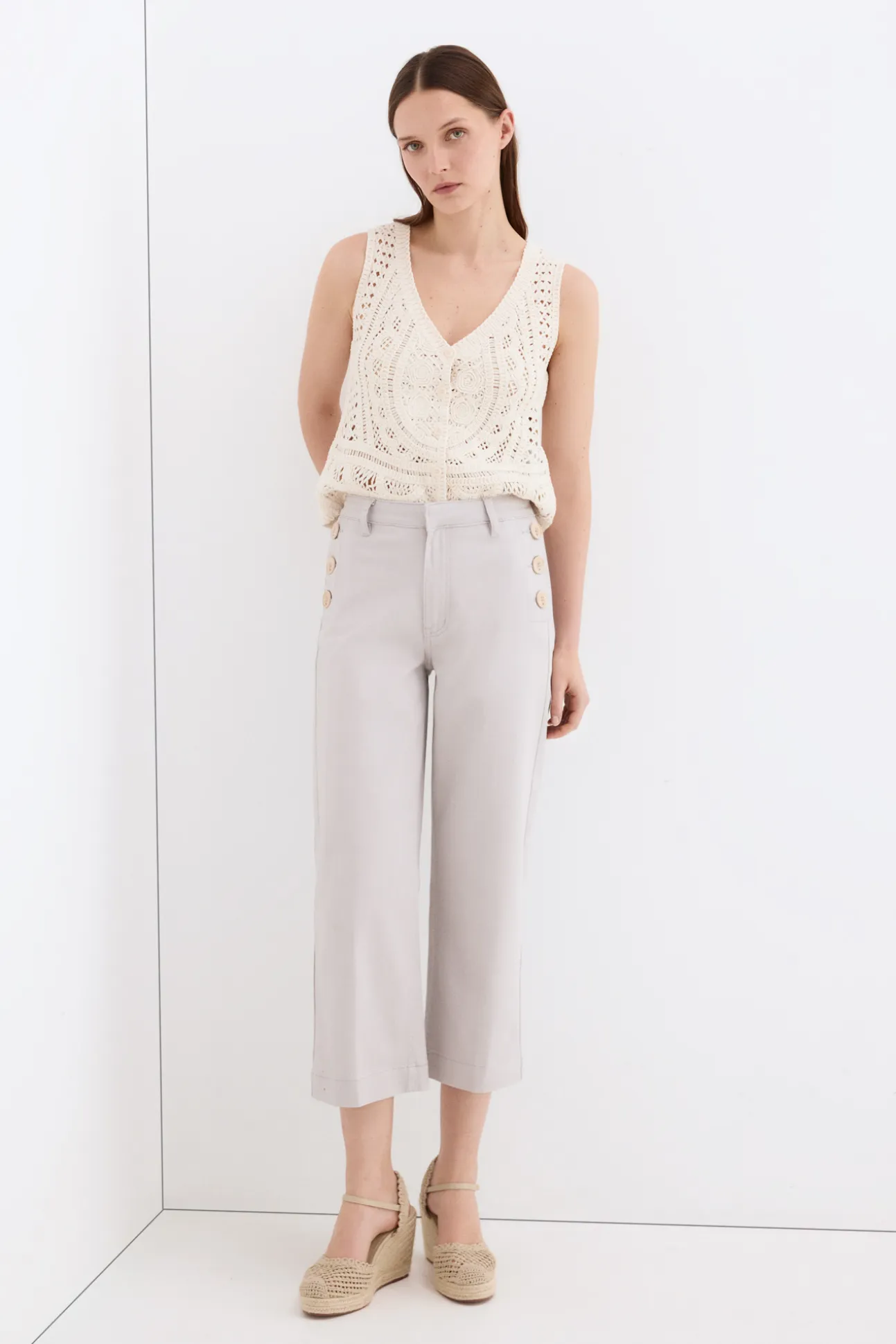 Jeans wide leg capri