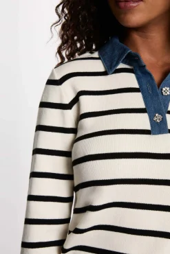 Jersey de rayas con cuello vuelto