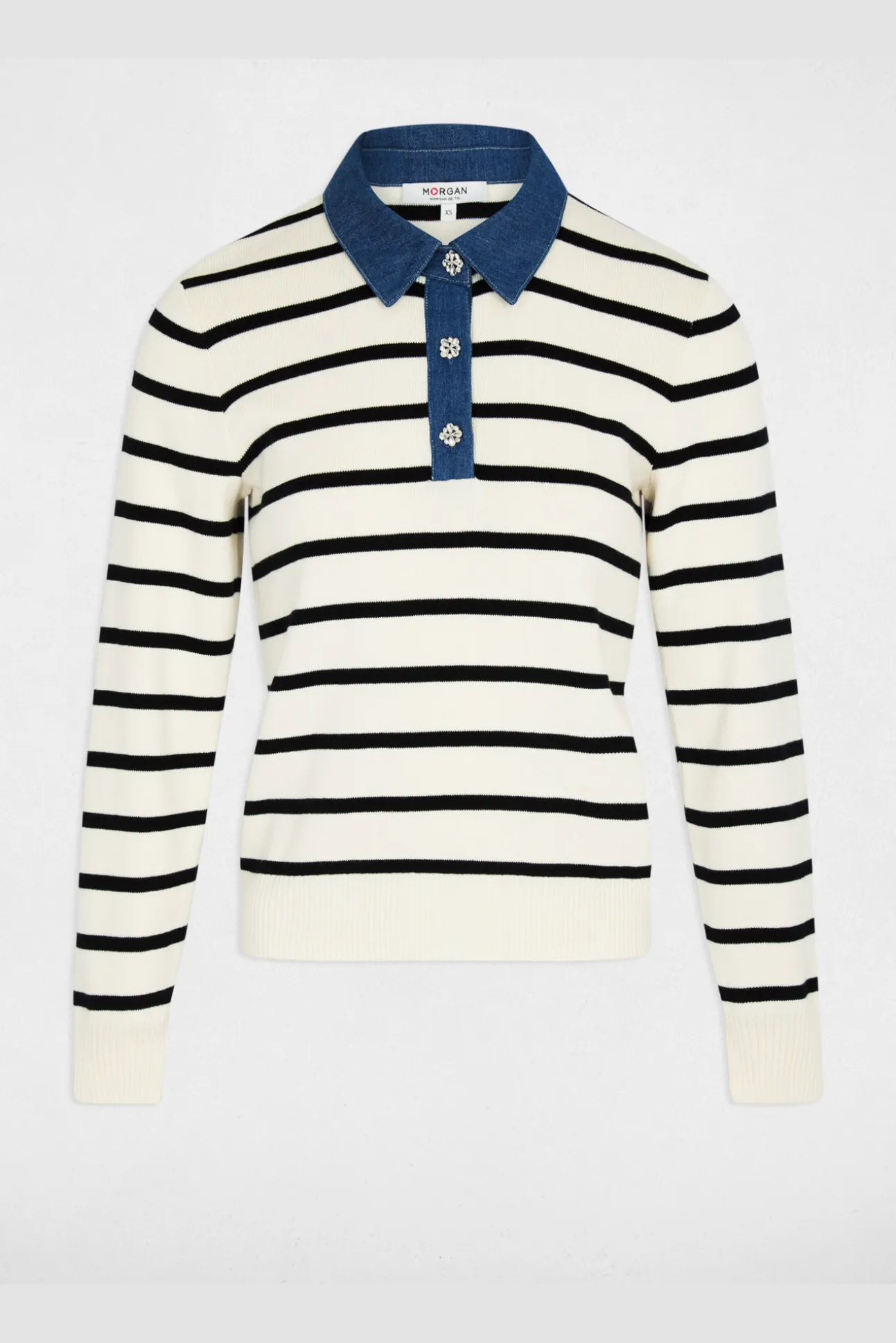 Jersey de rayas con cuello vuelto