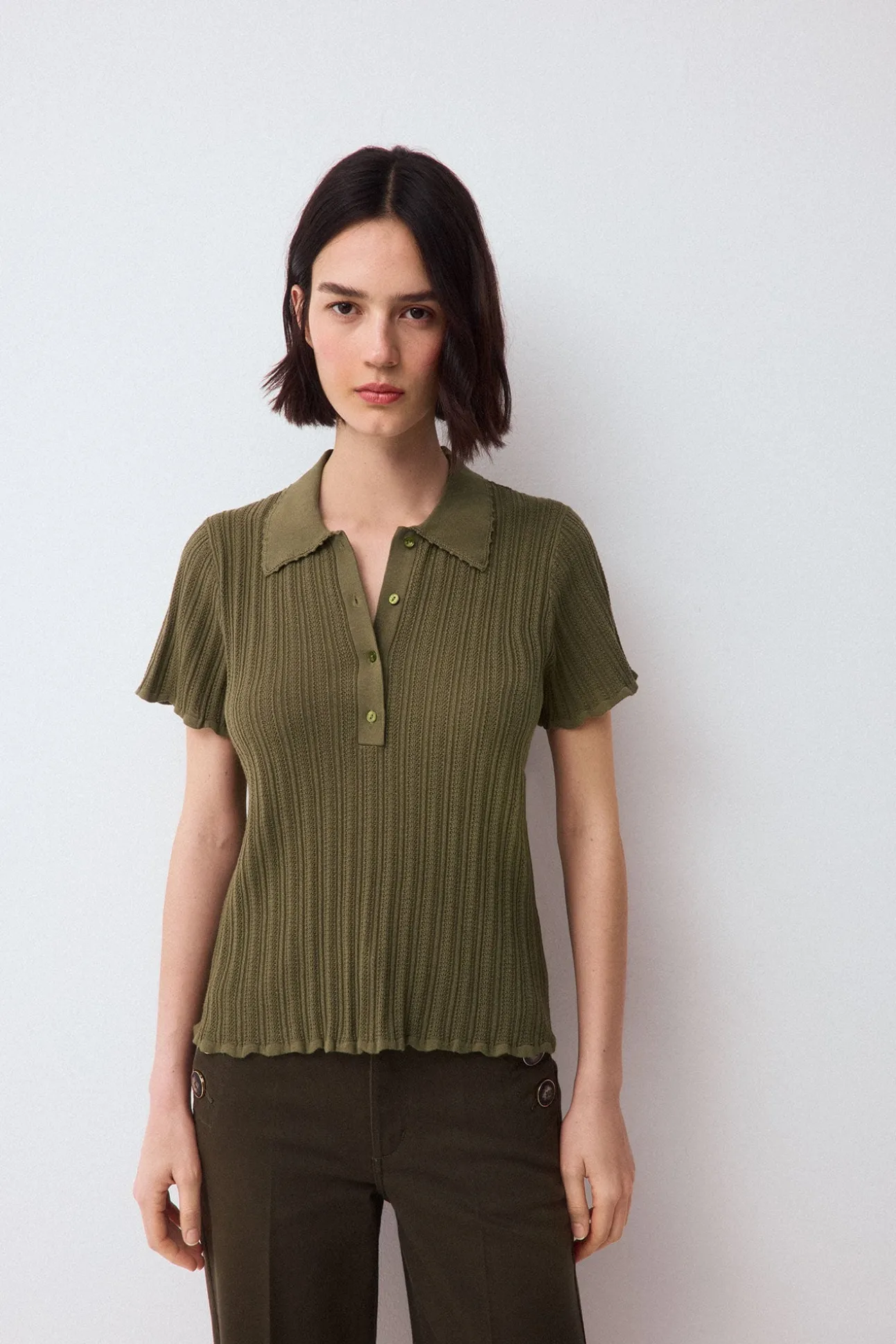 Jersey estructura cuello polo manga corta