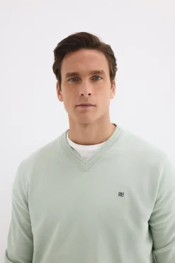 Jersey punto algodón premium cuello pico