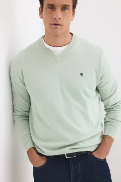 Jersey punto algodón premium cuello pico