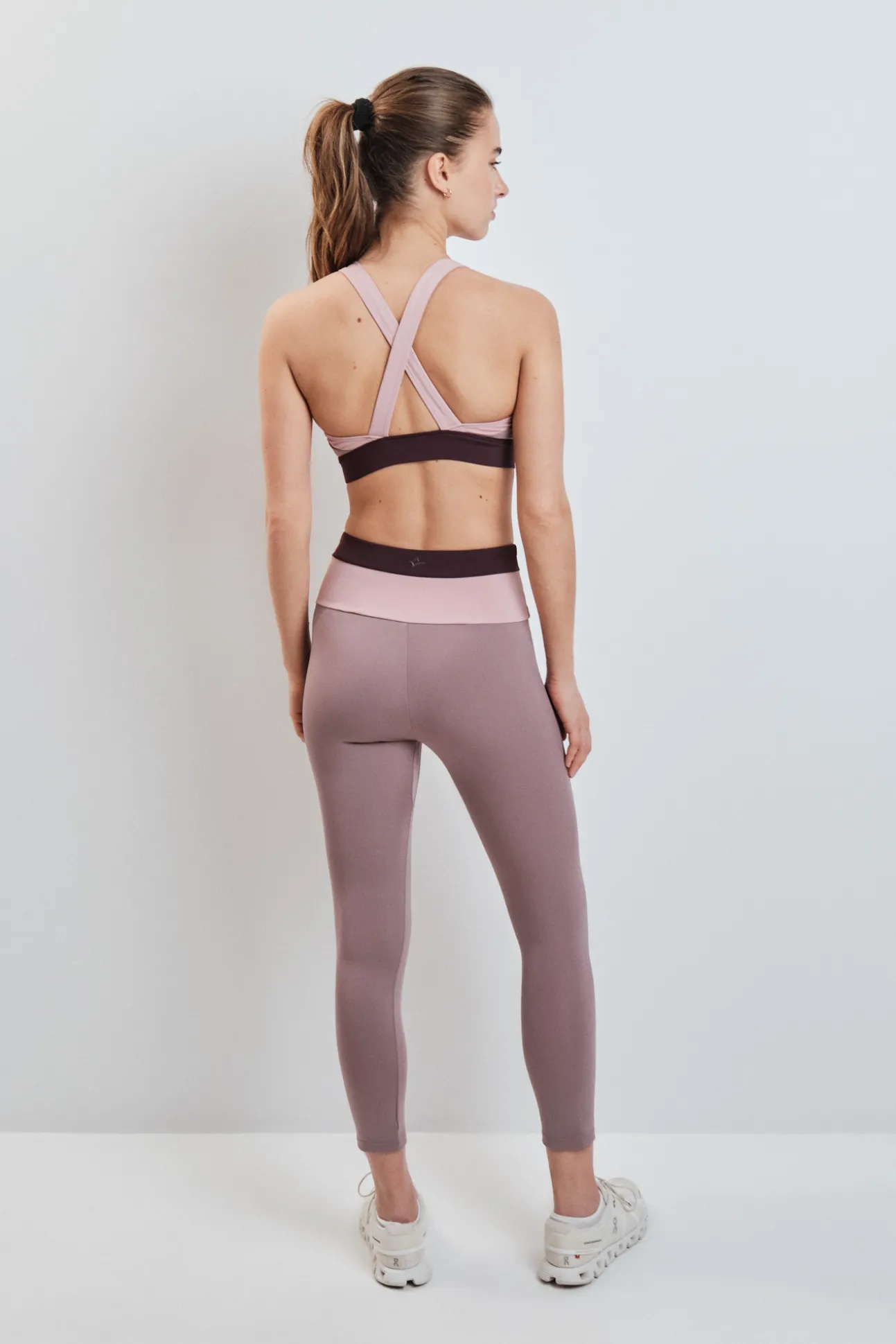 Leggings crop 4D STRETCH color block rosa