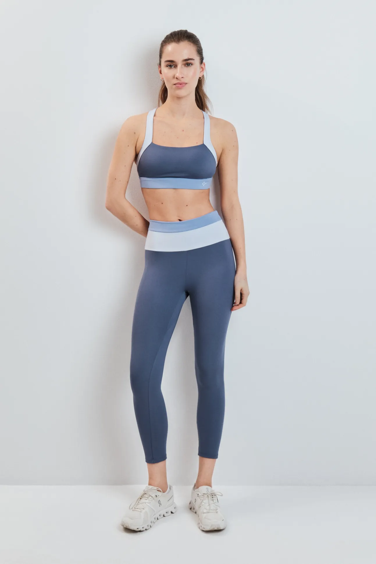 Leggings crop 4D STRETCH color block azul