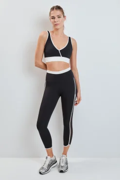 Leggings crop negro lateral transparencias 4D STRETCH