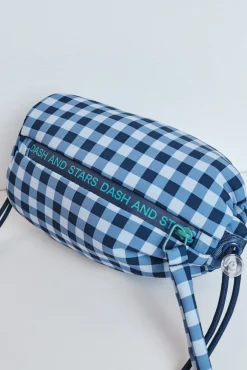 Mini bolso cruzado cuadros vichy azul