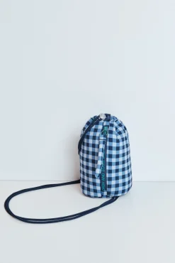 Mini bolso cruzado cuadros vichy azul