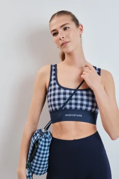 Mini bolso cruzado cuadros vichy azul