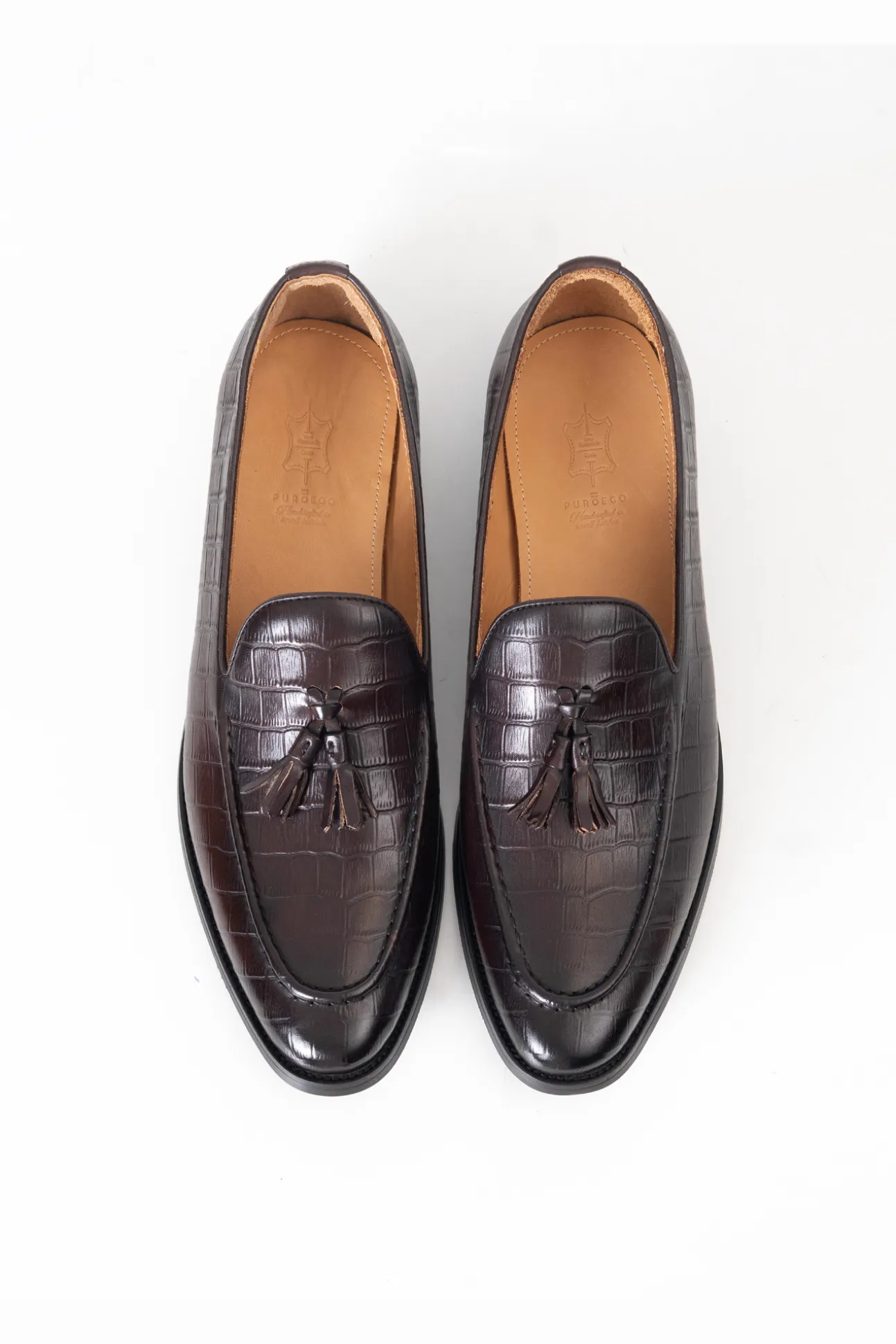 Mocasín piel borlas print