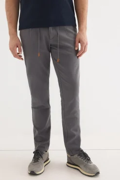 Pantalón chino algodón-lino cordones