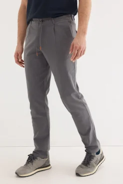 Pantalón chino algodón-lino cordones