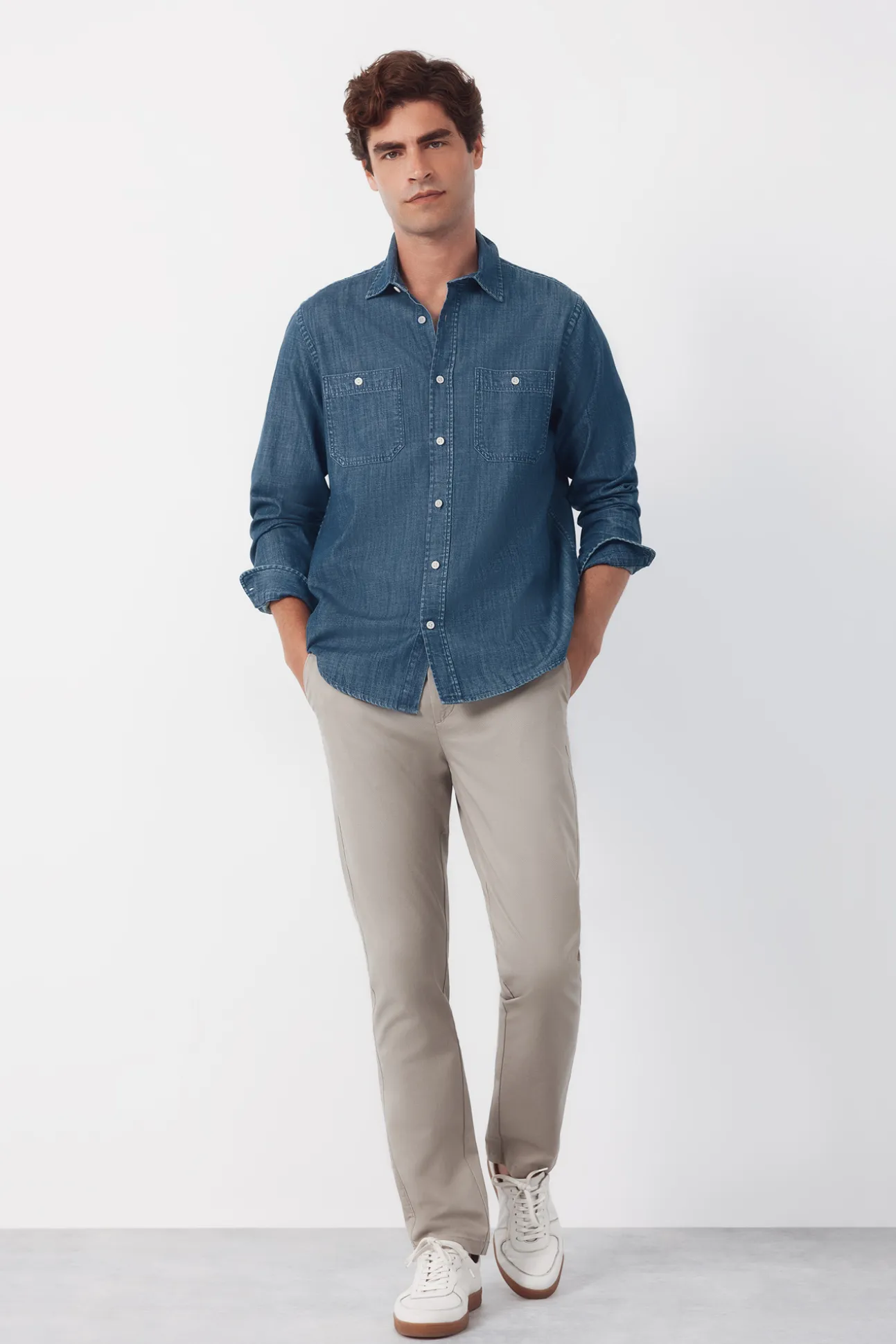 Pantalón chino print slim