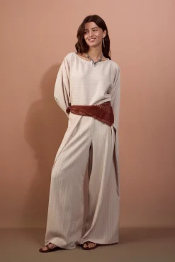 Pantalón de punto calado ancho