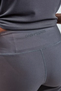 Pantalón largo palazzo rib gris