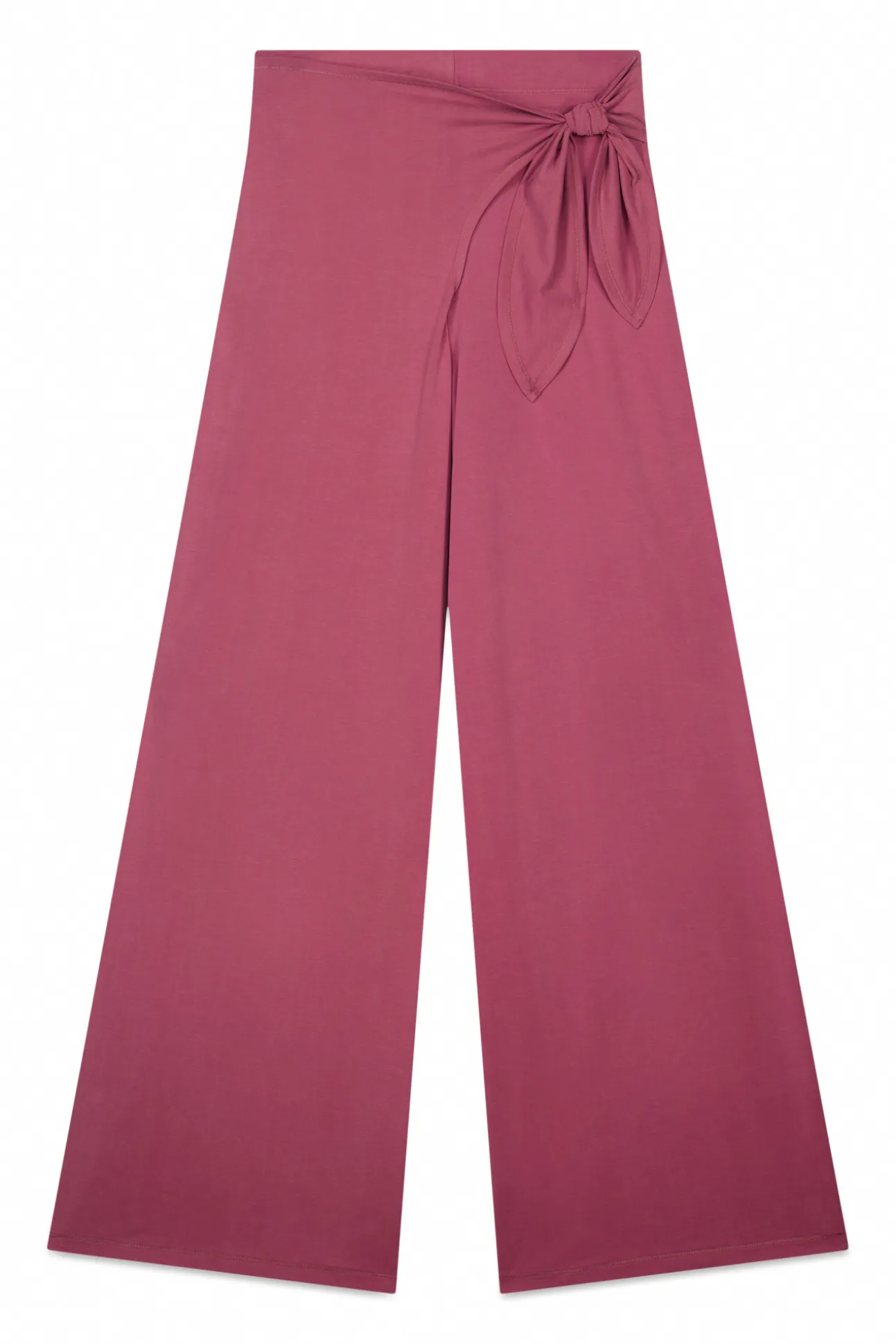 Pantalón largo palazzo tacto suave granate
