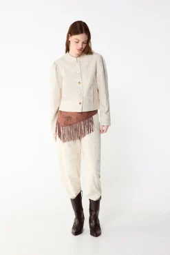 Pantalón recto bordado