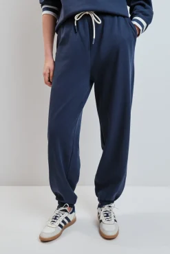Pantalón recto felpa azul