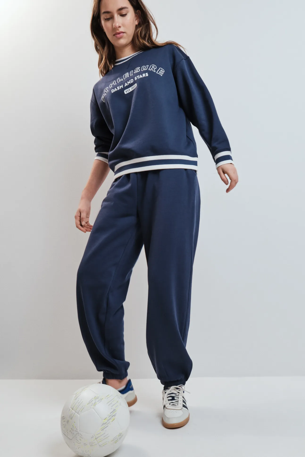 Pantalón recto felpa azul