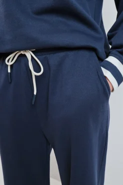 Pantalón recto felpa azul