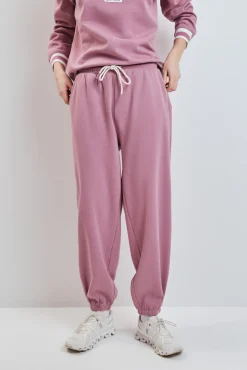 Pantalón recto felpa rosa