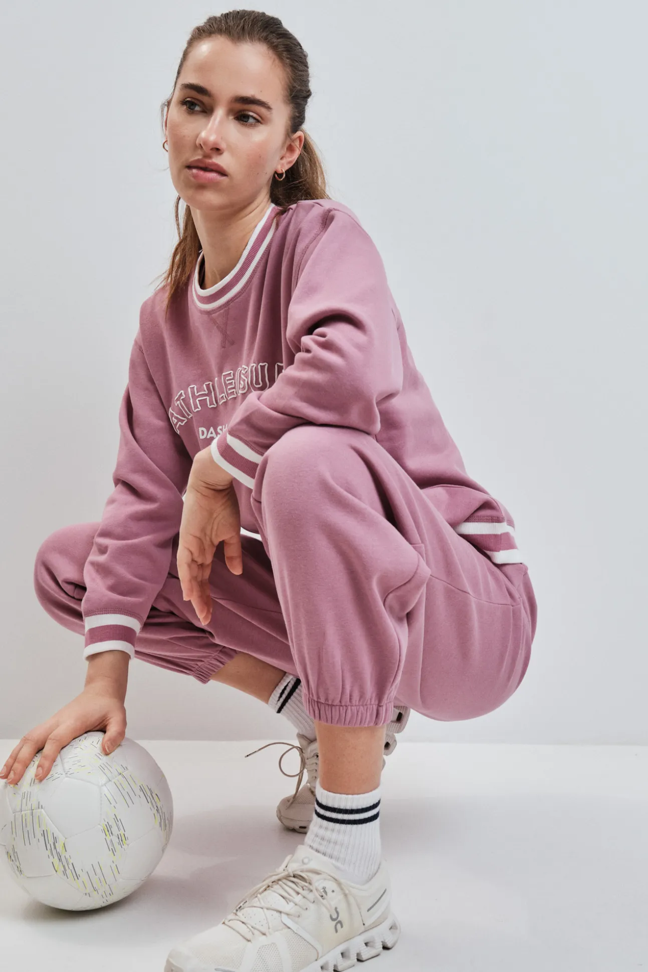 Pantalón recto felpa rosa