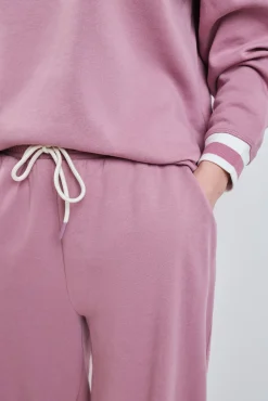 Pantalón recto felpa rosa