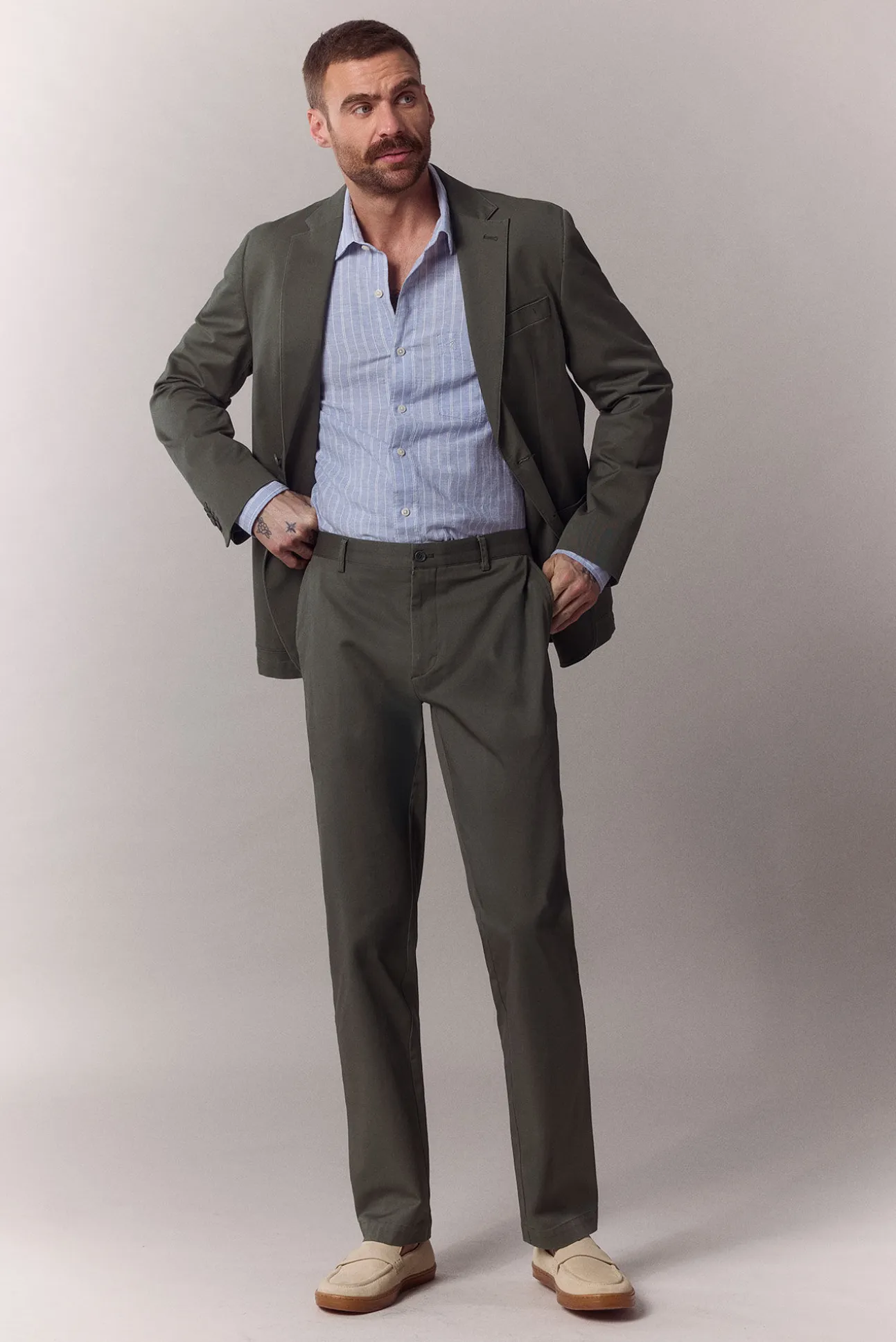 Pantalón traje coordinado algodón