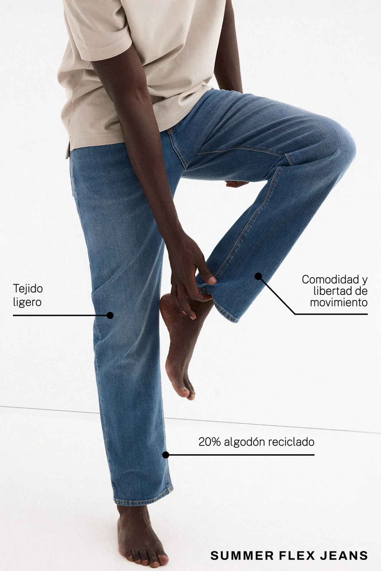 Pantalón vaquero premium flex ligero regular fit