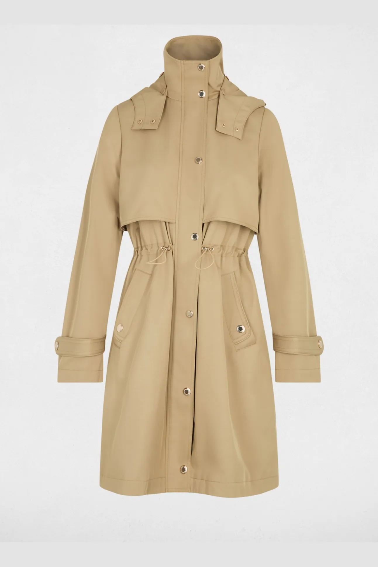 Parka larga con cuello alto