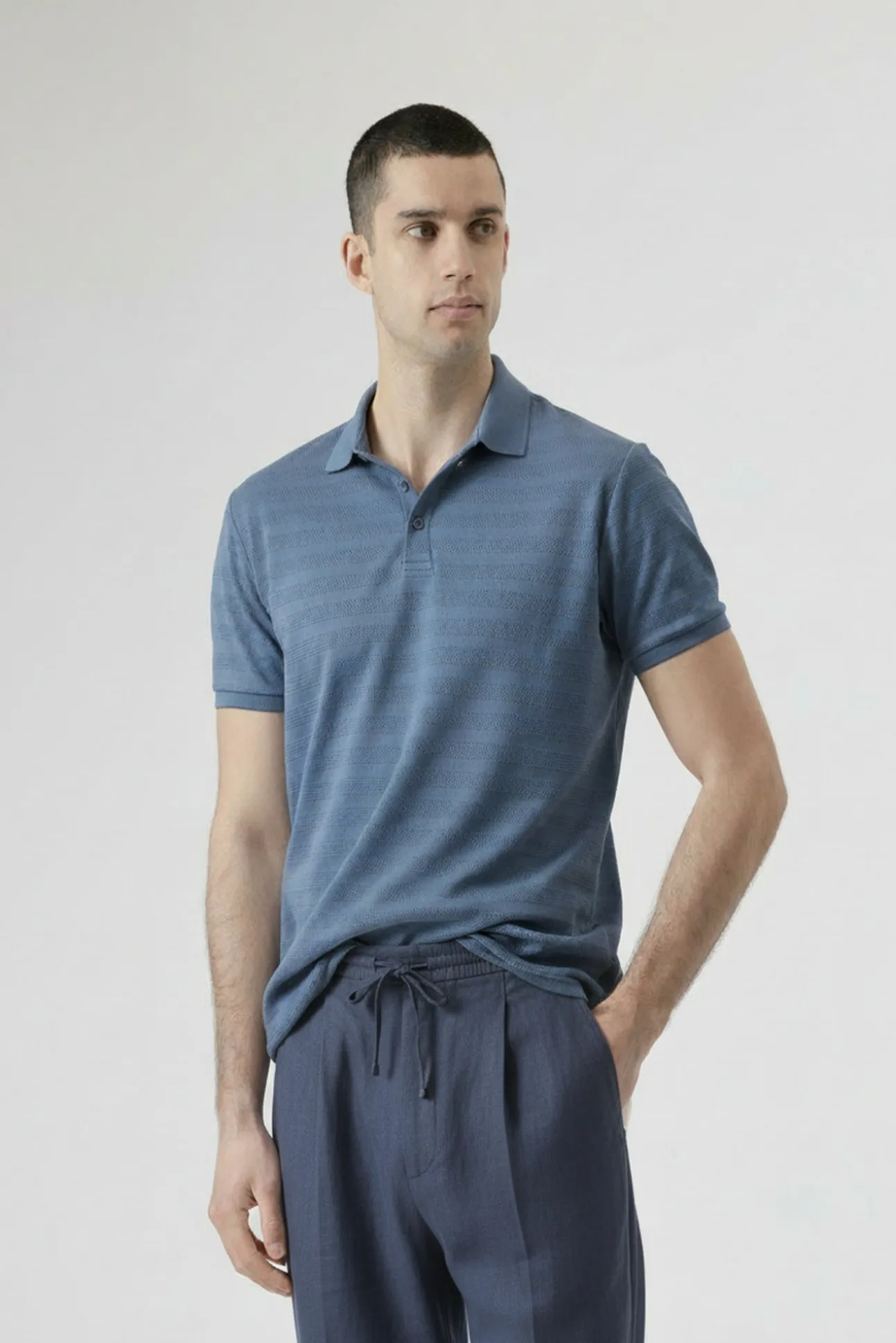 Polo dobby algodón liquen