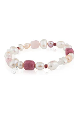Pulsera de plata con perlas y gemas