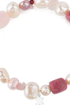 Pulsera de plata con perlas y gemas
